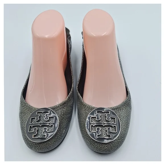 Tory Burch Stingray Reva Leather Flats - Picture 2 of 8